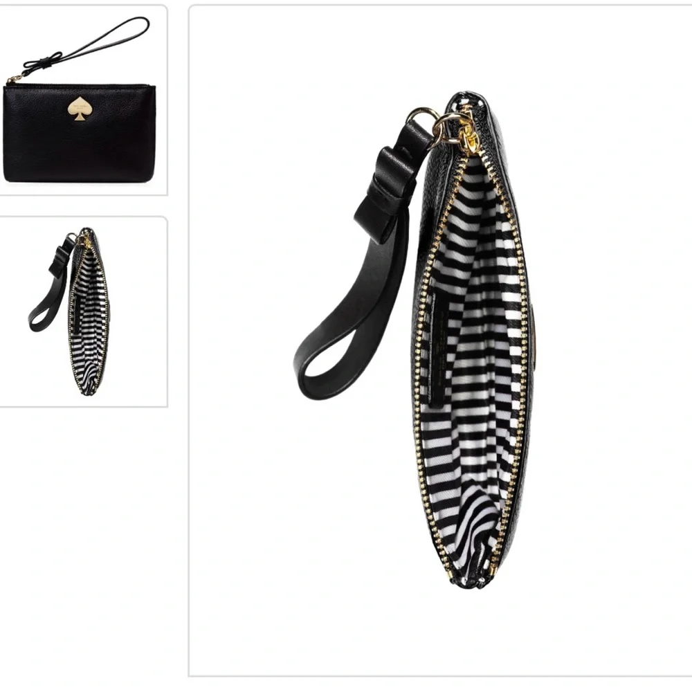 ♠️ Kate Spade NY Leroy Street Black Pebbled Leather Bee Wristlet Wallet, NWT - Picture 8 of 8